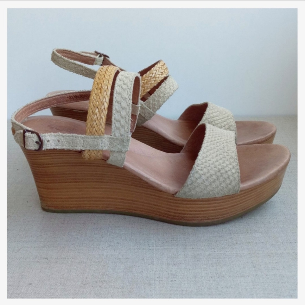 UGG US 7 EU 38 Lira Mar Leather Wedge Sandals